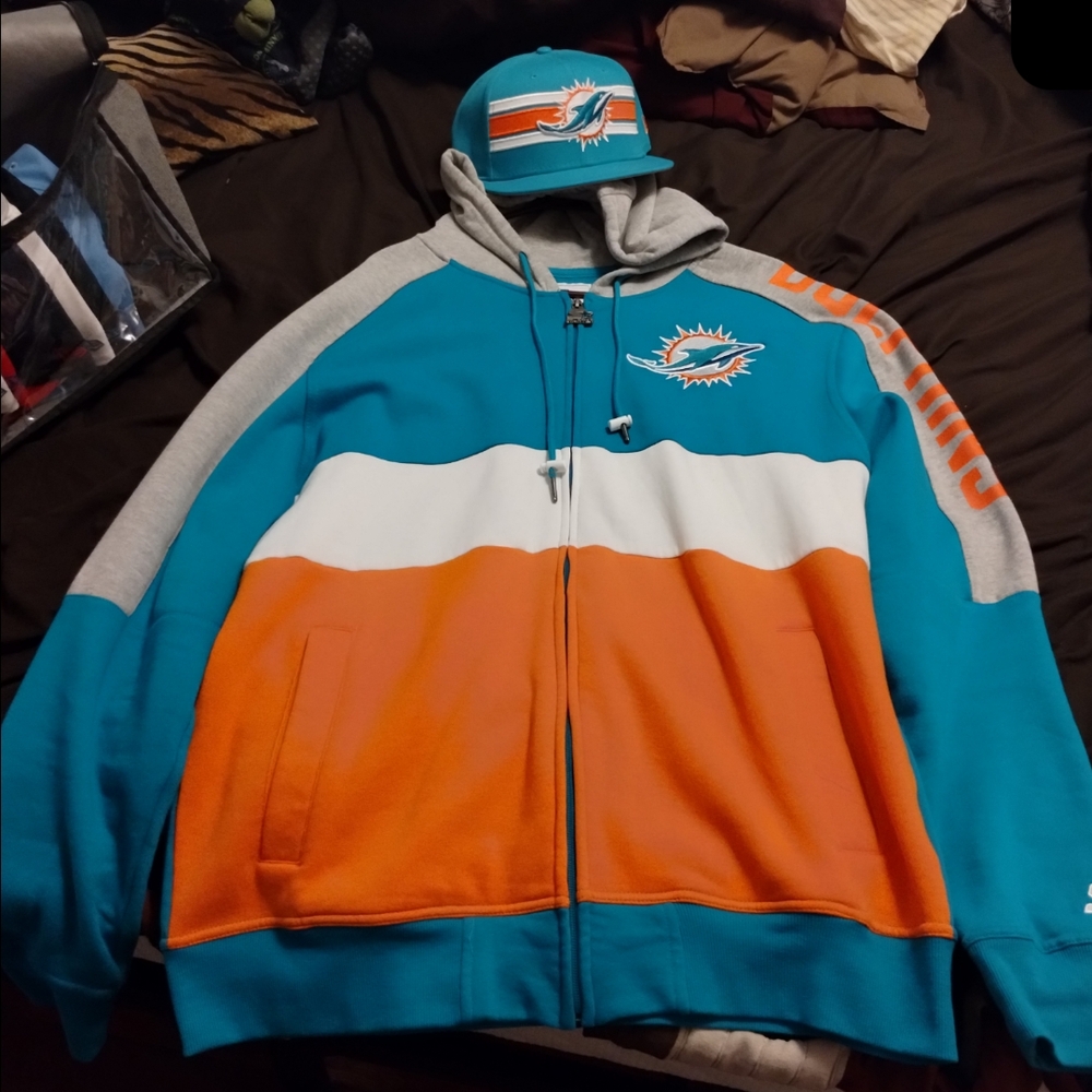 Miami Dolphins Hoodie and Cap Set